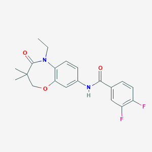 molecular formula C20H20F2N2O3 B2697529 N-(5-ethyl-3,3-dimethyl-4-oxo-2,3,4,5-tetrahydrobenzo[b][1,4]oxazepin-8-yl)-3,4-difluorobenzamide CAS No. 921563-17-9