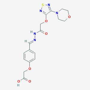 molecular formula C17H19N5O6S B269753 (4-{(E)-[2-({[4-(morpholin-4-yl)-1,2,5-thiadiazol-3-yl]oxy}acetyl)hydrazinylidene]methyl}phenoxy)acetic acid 