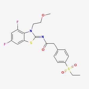 molecular formula C20H20F2N2O4S2 B2697532 (E)-N-(4,6-difluoro-3-(2-methoxyethyl)benzo[d]thiazol-2(3H)-ylidene)-2-(4-(ethylsulfonyl)phenyl)acetamide CAS No. 941931-89-1