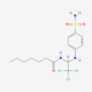 molecular formula C15H22Cl3N3O3S B269754 N-{1-[4-(aminosulfonyl)anilino]-2,2,2-trichloroethyl}heptanamide 