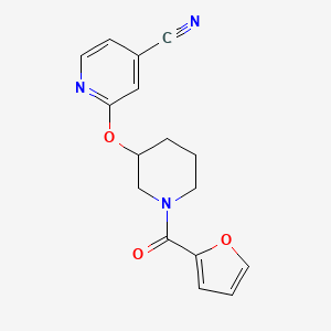 molecular formula C16H15N3O3 B2697545 2-((1-(呋喃-2-甲酰)哌啶-3-基)氧基)吡啶-4-甲腈 CAS No. 2034560-15-9