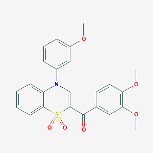molecular formula C24H21NO6S B2697548 (3,4-dimethoxyphenyl)[4-(3-methoxyphenyl)-1,1-dioxido-4H-1,4-benzothiazin-2-yl]methanone CAS No. 1114652-23-1