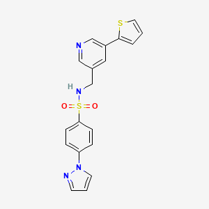 4-(1H-pyrazol-1-yl)-N-((5-(thiophen-2-yl)pyridin-3-yl)methyl)benzenesulfonamide