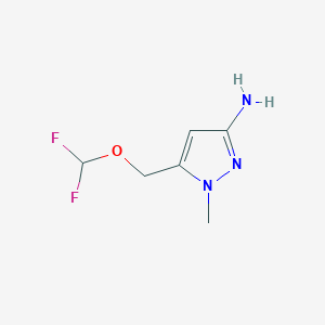 molecular formula C6H9F2N3O B2697552 5-[(difluoromethoxy)methyl]-1-methyl-1H-pyrazol-3-amine CAS No. 1855936-94-5