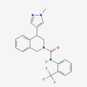 molecular formula C21H19F3N4O B2697555 4-(1-methyl-1H-pyrazol-4-yl)-N-(2-(trifluoromethyl)phenyl)-3,4-dihydroisoquinoline-2(1H)-carboxamide CAS No. 2034338-55-9