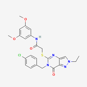 molecular formula C24H24ClN5O4S B2697563 2-((6-(4-chlorobenzyl)-2-ethyl-7-oxo-6,7-dihydro-2H-pyrazolo[4,3-d]pyrimidin-5-yl)thio)-N-(3,5-dimethoxyphenyl)acetamide CAS No. 892305-50-9