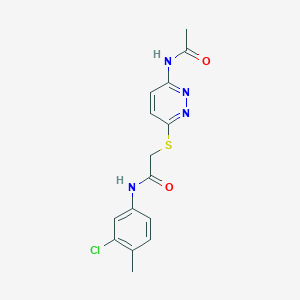 2-((6-acetamidopyridazin-3-yl)thio)-N-(3-chloro-4-methylphenyl)acetamide
