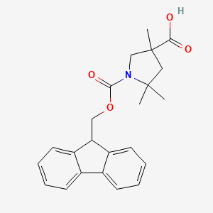 molecular formula C23H25NO4 B2697569 1-(9H-Fluoren-9-ylmethoxycarbonyl)-3,5,5-trimethylpyrrolidine-3-carboxylic acid CAS No. 2445791-37-5