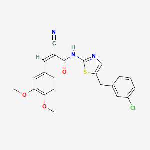 molecular formula C22H18ClN3O3S B2697574 (Z)-N-(5-(3-chlorobenzyl)thiazol-2-yl)-2-cyano-3-(3,4-dimethoxyphenyl)acrylamide CAS No. 307541-93-1