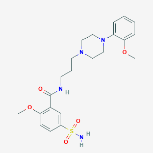 molecular formula C22H30N4O5S B269758 5-(aminosulfonyl)-2-methoxy-N-{3-[4-(2-methoxyphenyl)-1-piperazinyl]propyl}benzamide 