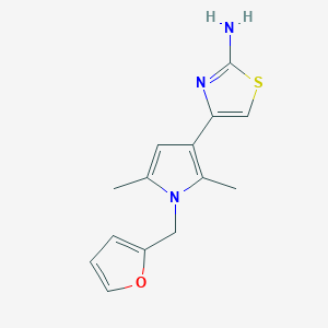 molecular formula C14H15N3OS B2697583 4-[1-(furan-2-ylmethyl)-2,5-dimethyl-1H-pyrrol-3-yl]-1,3-thiazol-2-amine CAS No. 793716-02-6
