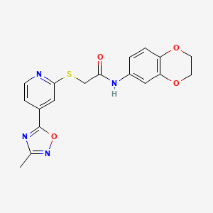 N-(2,3-dihydrobenzo[b][1,4]dioxin-6-yl)-2-((4-(3-methyl-1,2,4-oxadiazol-5-yl)pyridin-2-yl)thio)acetamide
