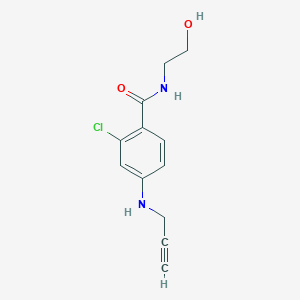 molecular formula C12H13ClN2O2 B2697599 2-chloro-N-(2-hydroxyethyl)-4-[(prop-2-yn-1-yl)amino]benzamide CAS No. 1808737-73-6
