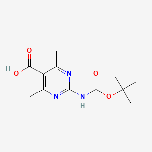 molecular formula C12H17N3O4 B2697606 4,6-Dimethyl-2-[(2-methylpropan-2-yl)oxycarbonylamino]pyrimidine-5-carboxylic acid CAS No. 2248339-23-1