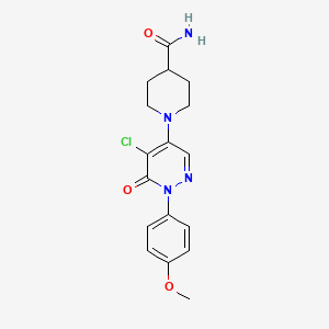 molecular formula C17H19ClN4O3 B2697612 1-(5-Chloro-1-(4-methoxyphenyl)-6-oxo-1,6-dihydro-4-pyridazinyl)-4-piperidinecarboxamide CAS No. 338413-89-1