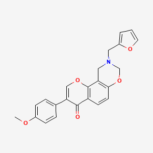 molecular formula C23H19NO5 B2697617 9-(furan-2-ylmethyl)-3-(4-methoxyphenyl)-9,10-dihydrochromeno[8,7-e][1,3]oxazin-4(8H)-one CAS No. 929444-80-4