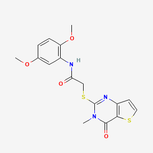 molecular formula C17H17N3O4S2 B2697619 N-(2,5-dimethoxyphenyl)-2-((3-methyl-4-oxo-3,4-dihydrothieno[3,2-d]pyrimidin-2-yl)thio)acetamide CAS No. 1252815-77-2