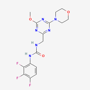 molecular formula C16H17F3N6O3 B2697627 1-((4-Methoxy-6-morpholino-1,3,5-triazin-2-yl)methyl)-3-(2,3,4-trifluorophenyl)urea CAS No. 2034541-33-6