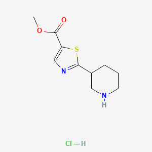 molecular formula C10H15ClN2O2S B2697632 甲基-2-(哌啶-3-基)-1,3-噻唑-5-甲酸酯;盐酸盐 CAS No. 2031259-41-1