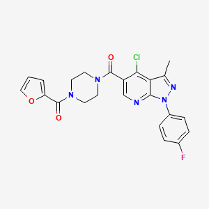 molecular formula C23H19ClFN5O3 B2697636 (4-chloro-1-(4-fluorophenyl)-3-methyl-1H-pyrazolo[3,4-b]pyridin-5-yl)(4-(furan-2-carbonyl)piperazin-1-yl)methanone CAS No. 899985-74-1