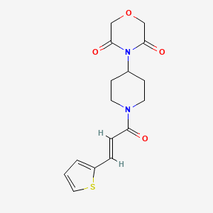 molecular formula C16H18N2O4S B2697640 (E)-4-(1-(3-(thiophen-2-yl)acryloyl)piperidin-4-yl)morpholine-3,5-dione CAS No. 2035022-05-8