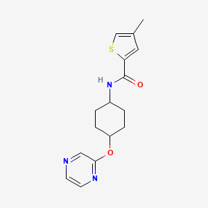 molecular formula C16H19N3O2S B2697644 4-methyl-N-((1r,4r)-4-(pyrazin-2-yloxy)cyclohexyl)thiophene-2-carboxamide CAS No. 2034223-65-7