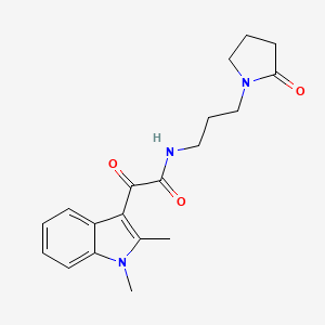 molecular formula C19H23N3O3 B2697647 2-(1,2-dimethyl-1H-indol-3-yl)-2-oxo-N-(3-(2-oxopyrrolidin-1-yl)propyl)acetamide CAS No. 862831-25-2