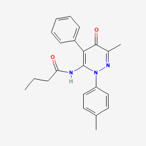 molecular formula C22H23N3O2 B2697648 N-[6-methyl-2-(4-methylphenyl)-5-oxo-4-phenylpyridazin-3-yl]butanamide CAS No. 885173-56-8