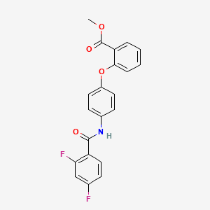 molecular formula C21H15F2NO4 B2697658 甲酸2-{4-[(2,4-二氟苯甲酰)氨基]苯氧基}苯甲酸酯 CAS No. 866020-24-8