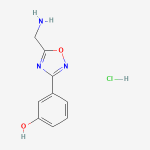 molecular formula C9H10ClN3O2 B2697659 3-(5-(Aminomethyl)-1,2,4-oxadiazol-3-yl)phenol hydrochloride CAS No. 2171898-13-6
