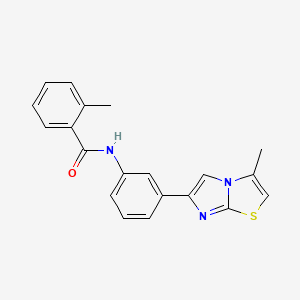 molecular formula C20H17N3OS B2697660 2-methyl-N-(3-(3-methylimidazo[2,1-b]thiazol-6-yl)phenyl)benzamide CAS No. 893978-70-6