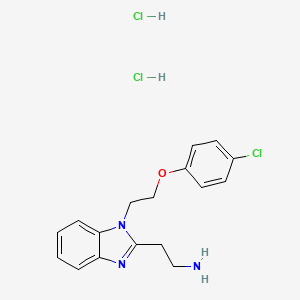 molecular formula C17H20Cl3N3O B2697661 2-{1-[2-(4-chlorophenoxy)ethyl]-1H-1,3-benzodiazol-2-yl}ethan-1-amine dihydrochloride CAS No. 1779134-82-5