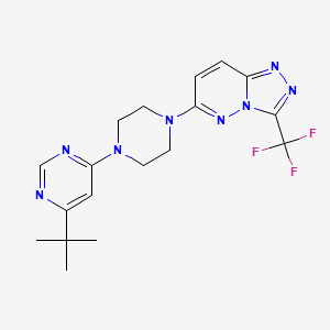 molecular formula C18H21F3N8 B2697662 4-Tert-butyl-6-{4-[3-(trifluoromethyl)-[1,2,4]triazolo[4,3-b]pyridazin-6-yl]piperazin-1-yl}pyrimidine CAS No. 2380173-56-6