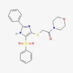 molecular formula C21H21N3O4S2 B2697685 1-(morpholin-4-yl)-2-{[2-phenyl-4-(phenylsulfonyl)-1H-imidazol-5-yl]sulfanyl}ethanone CAS No. 1021113-49-4