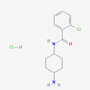 molecular formula C13H18Cl2N2O B2697691 N-[(1R*,4R*)-4-Aminocyclohexyl]-2-chlorobenzamide hydrochloride CAS No. 1286264-13-8
