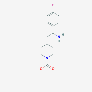 molecular formula C18H27FN2O2 B2697703 叔丁酸 4-[2-氨基-2-(4-氟苯基)乙基]哌啶-1-甲酸甲酯 CAS No. 2027605-34-9