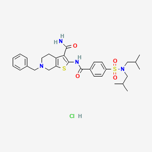 molecular formula C30H39ClN4O4S2 B2697704 6-苄基-2-(4-(N,N-二异丁基磺酰)苯甲酰胺)-4,5,6,7-四氢噻吩[2,3-c]吡啶-3-羧酰胺 盐酸盐 CAS No. 1215845-46-7