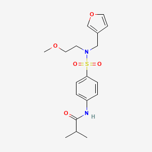 molecular formula C18H24N2O5S B2697707 N-(4-(N-(furan-3-ylmethyl)-N-(2-methoxyethyl)sulfamoyl)phenyl)isobutyramide CAS No. 1421507-54-1