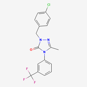 molecular formula C17H13ClF3N3O B2697730 1-[(4-chlorophenyl)methyl]-3-methyl-4-[3-(trifluoromethyl)phenyl]-4,5-dihydro-1H-1,2,4-triazol-5-one CAS No. 861206-71-5