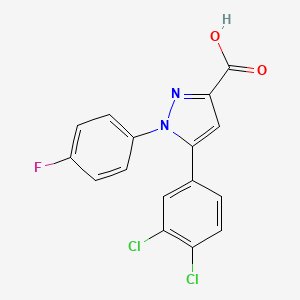 molecular formula C16H9Cl2FN2O2 B2697735 5-(3,4-dichlorophenyl)-1-(4-fluorophenyl)-1H-pyrazole-3-carboxylic acid CAS No. 477712-33-7