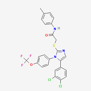 molecular formula C25H18Cl2F3N3O2S B2697746 2-((5-(3,4-dichlorophenyl)-1-(4-(trifluoromethoxy)phenyl)-1H-imidazol-2-yl)thio)-N-(p-tolyl)acetamide CAS No. 1226457-19-7