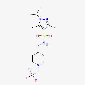 3,5-Dimethyl-1-propan-2-yl-N-[[1-(2,2,2-trifluoroethyl)piperidin-4-yl]methyl]pyrazole-4-sulfonamide