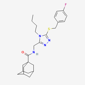molecular formula C25H33FN4OS B2697754 N-[[4-丁基-5-[(4-氟苯基)甲基硫代甲基]-1,2,4-三唑-3-基]甲基]金刚烷-1-甲酰胺 CAS No. 476439-20-0