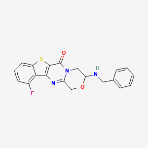 5-(Benzylamino)-12-fluoro-6-oxa-17-thia-3,9-diazatetracyclo[8.7.0.0^{3,8}.0^{11,16}]heptadeca-1(10),8,11,13,15-pentaen-2-one