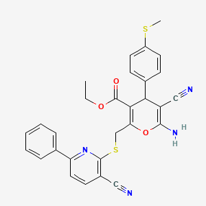 ethyl 6-amino-5-cyano-2-{[(3-cyano-6-phenylpyridin-2-yl)sulfanyl]methyl}-4-[4-(methylsulfanyl)phenyl]-4H-pyran-3-carboxylate