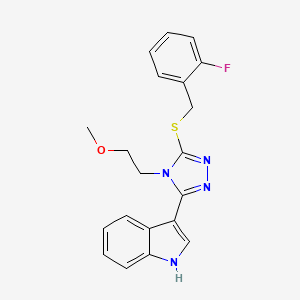 molecular formula C20H19FN4OS B2697775 3-(5-((2-fluorobenzyl)thio)-4-(2-methoxyethyl)-4H-1,2,4-triazol-3-yl)-1H-indole CAS No. 852145-22-3