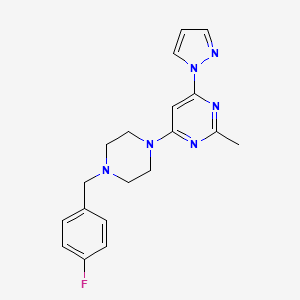 molecular formula C19H21FN6 B2697785 4-{4-[(4-fluorophenyl)methyl]piperazin-1-yl}-2-methyl-6-(1H-pyrazol-1-yl)pyrimidine CAS No. 2415500-16-0