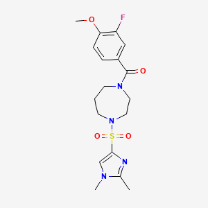 (4-((1,2-dimethyl-1H-imidazol-4-yl)sulfonyl)-1,4-diazepan-1-yl)(3-fluoro-4-methoxyphenyl)methanone