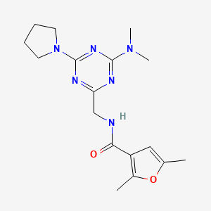 molecular formula C17H24N6O2 B2697795 N-((4-(二甲胺基)-6-(吡咯烷-1-基)-1,3,5-三嗪-2-基)甲基)-2,5-二甲基呋喃-3-甲酰胺 CAS No. 2034357-31-6