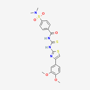 molecular formula C21H22N4O5S3 B2697805 N-((4-(3,4-dimethoxyphenyl)thiazol-2-yl)carbamothioyl)-4-(N,N-dimethylsulfamoyl)benzamide CAS No. 397279-93-5